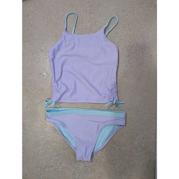 Wonder Nation 2 Piece Tankini Side Tie Swimsuit Lavender Sky Girls Size 7/8 - Picture 2 of 4